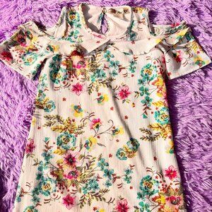 Magenta Floral Cold Shoulder Dress – Girls Size M (7/8) ✨